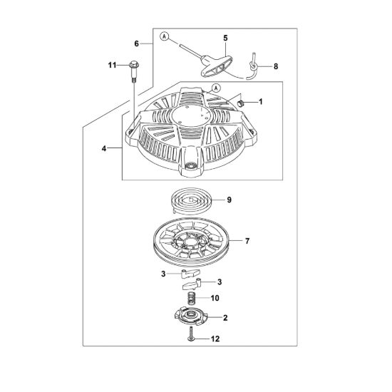 Picture of L - Coperchio ventilatore con dispositivo avviamento FJ180V-AM93
